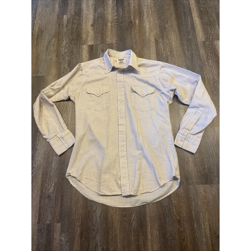 Vintage Ruddock Bros Western Shirt Men's L Pearl Snap Plaid USA Made Cowboy